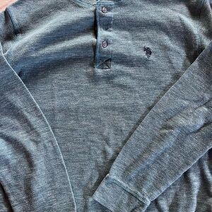 U.S. Polo Assn. Men's Long Sleeve Henley in Heathered Blue